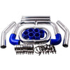 Universal Turbo Boost Intercooler Pipe Kit 2.5 inch 64mm 8 Pcs Aluminum Piping Blue